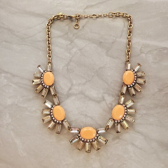 🧡 J.Crew Antique Rhinestones Crystal Pave Cluster Burst Statement Necklace 🧡 - Picture 1 of 16